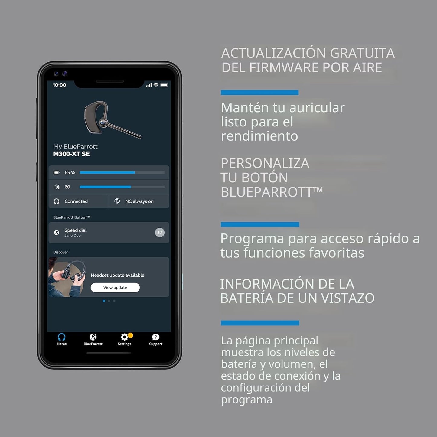 BlueParrott M300-XT SE - Auriculares inalámbricos Bluetooth mono con cancelación de ruido del 80% para trabajadores móviles y conductores de entrega, diseño compacto con protección IP54, tiempo de