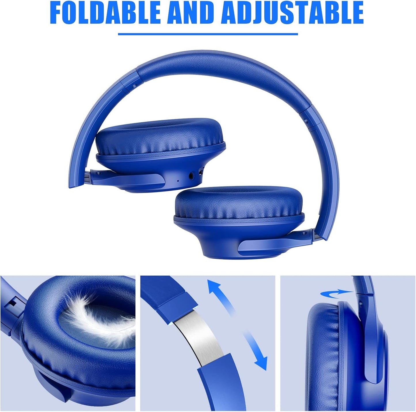 KVIDIO Auriculares Bluetooth sobre la oreja, 65 horas de reproducci...