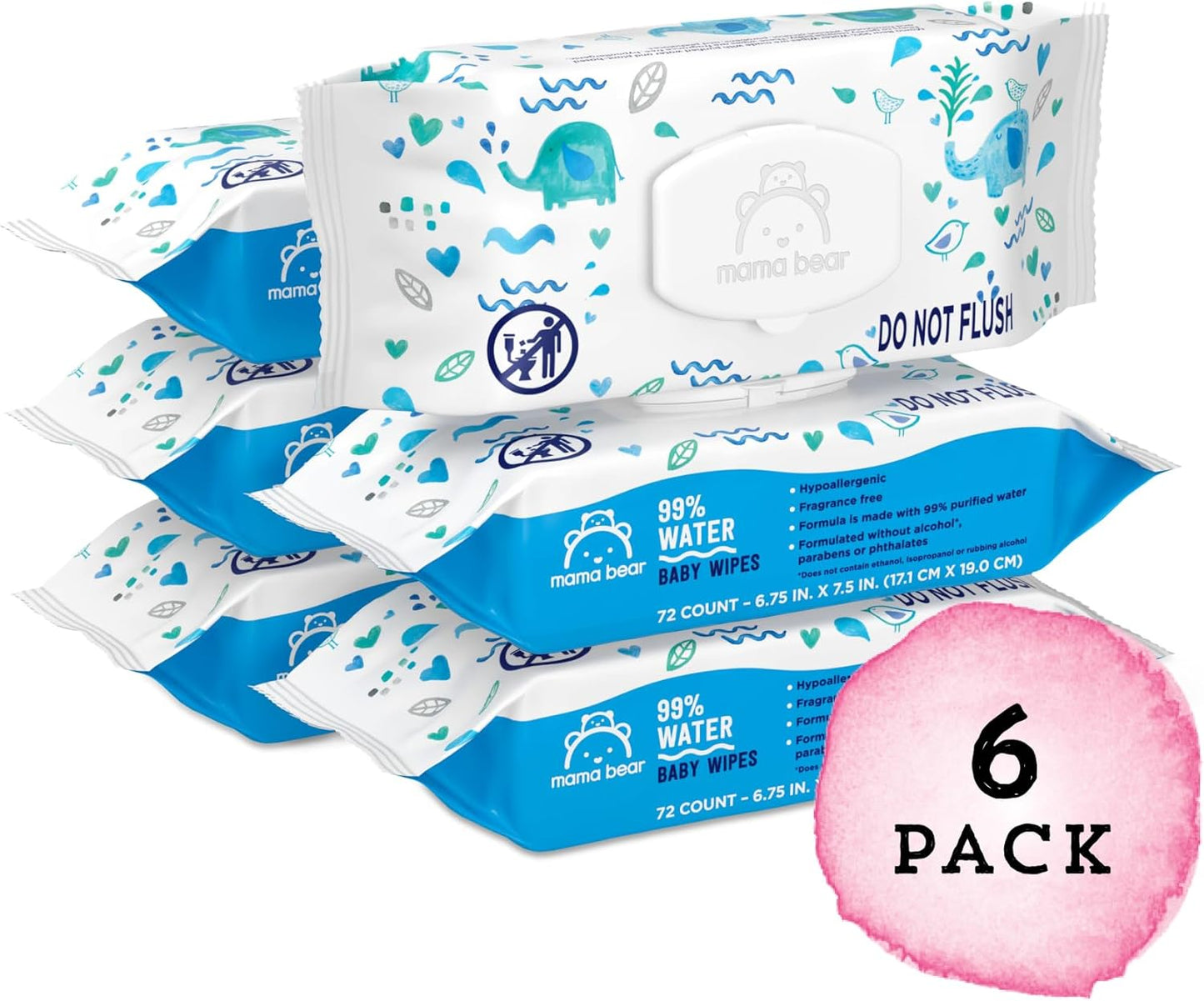Marca Amazon \u2013 Mama Bear - Toallitas para bebés 99% de agua, h...