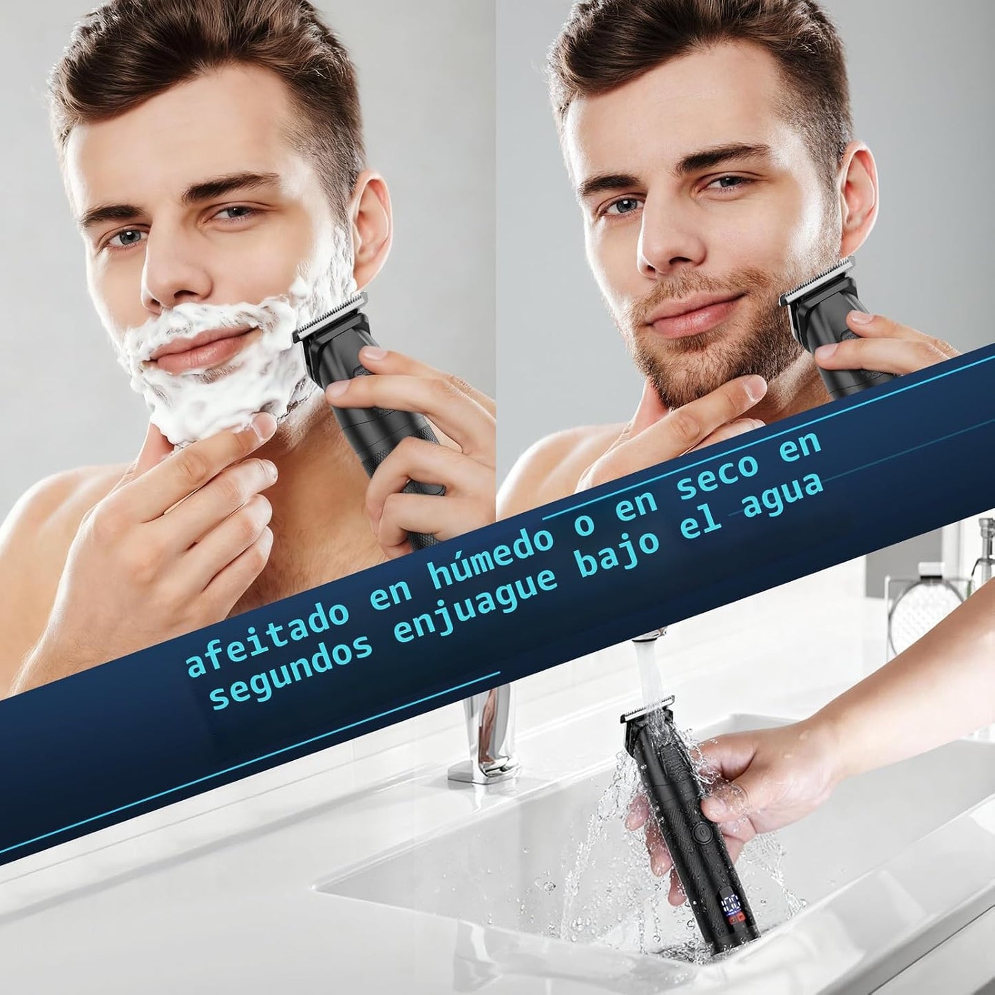 Bomxin Cortadora de barba para hombres, 6 en 1, inalámbrica, imperm...
