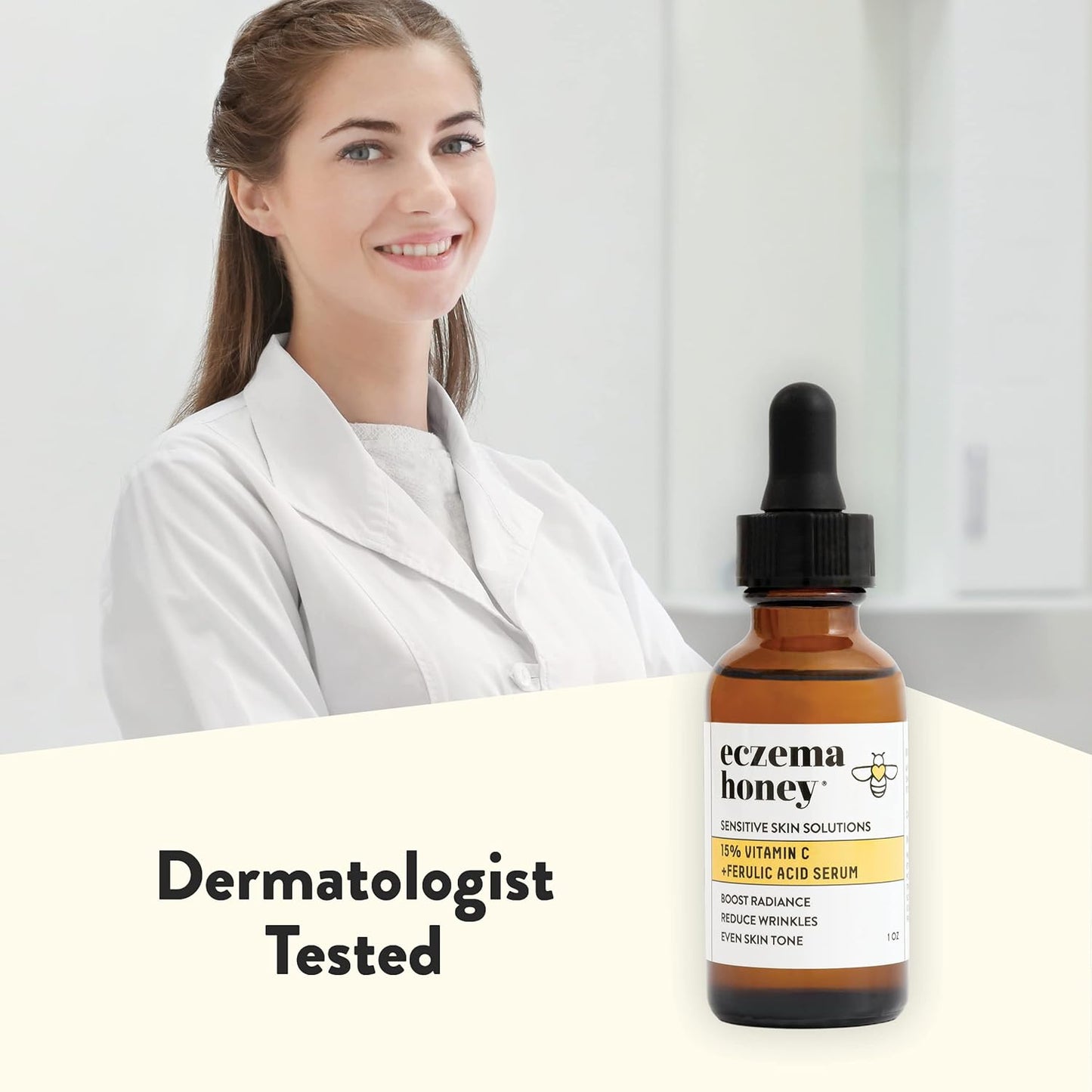 ECZEMA HONEY 15% de vitamina C + suero de ácido ferúlico, productos antienvejecimiento para el cuidado de la piel, aceite facial para eczema, piel seca y sensible (1 onza)