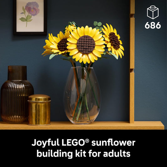 LEGO Botanicals 11502 - Ramo de girasol para adultos, a partir de 18 años, flores artificiales para la oficina en casa, dormitorio o decoración de escritorio, regalos para mujeres y hombres