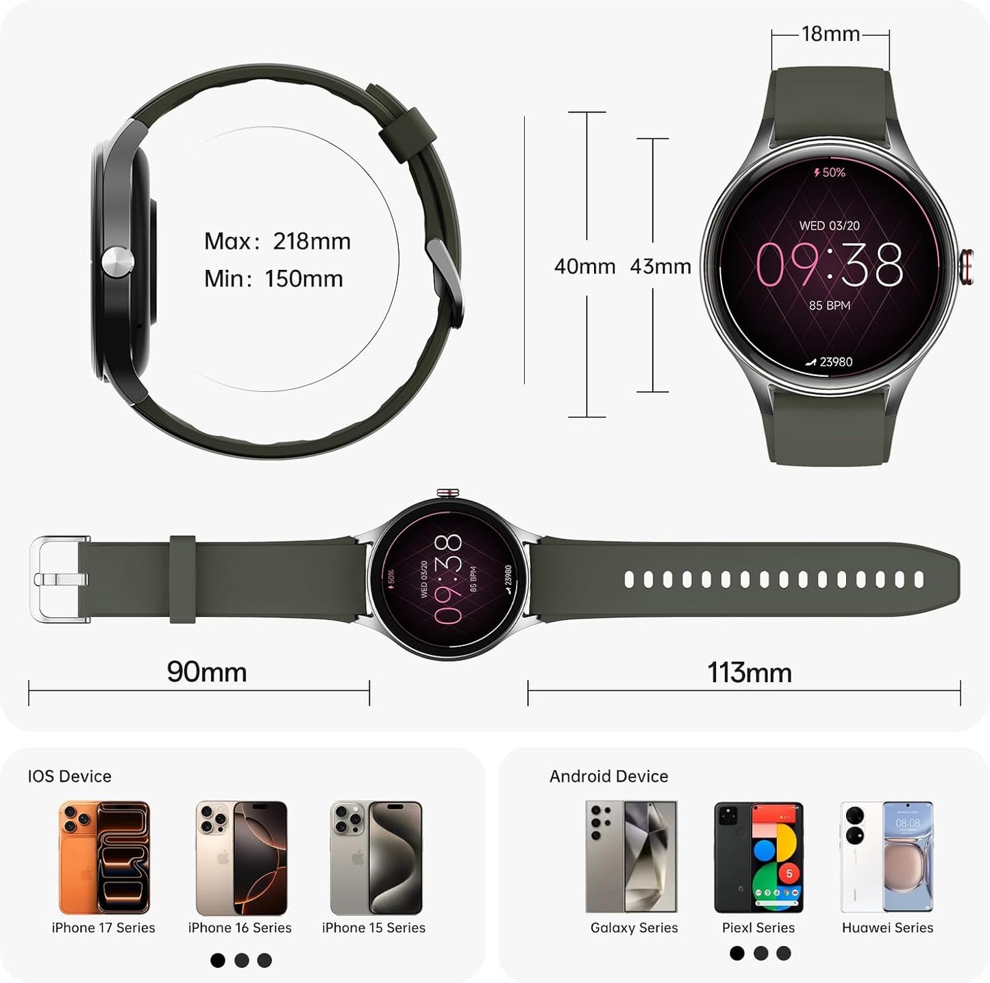Woneligo Reloj inteligente para hombre, AMOLED de 1.57 pulgadas, pa...