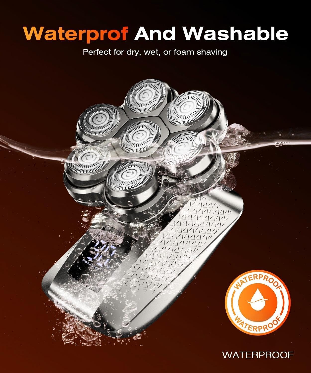 TEPOTZ Afeitadoras de cabeza impermeables para hombres calvos, 7D h...