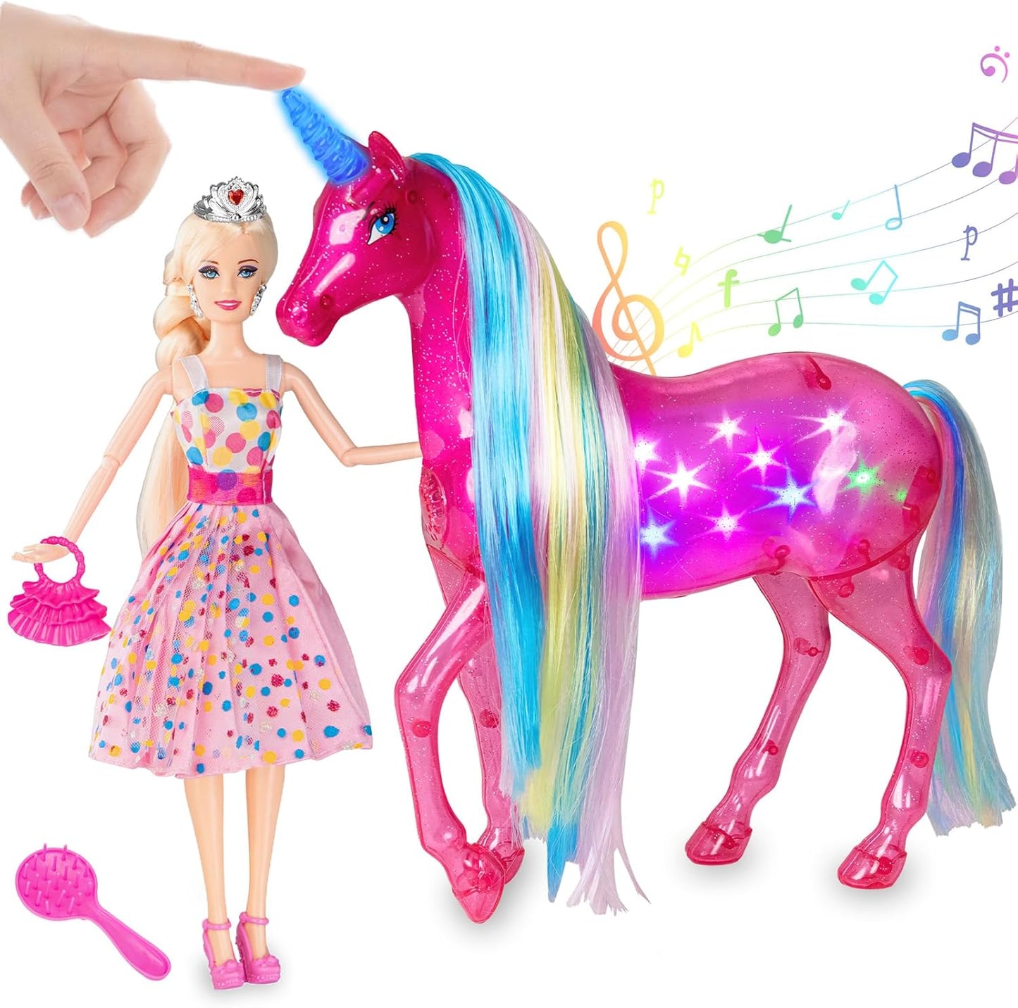 BETTINA Juego de muñecas grandes de unicornio y princesa con luces...