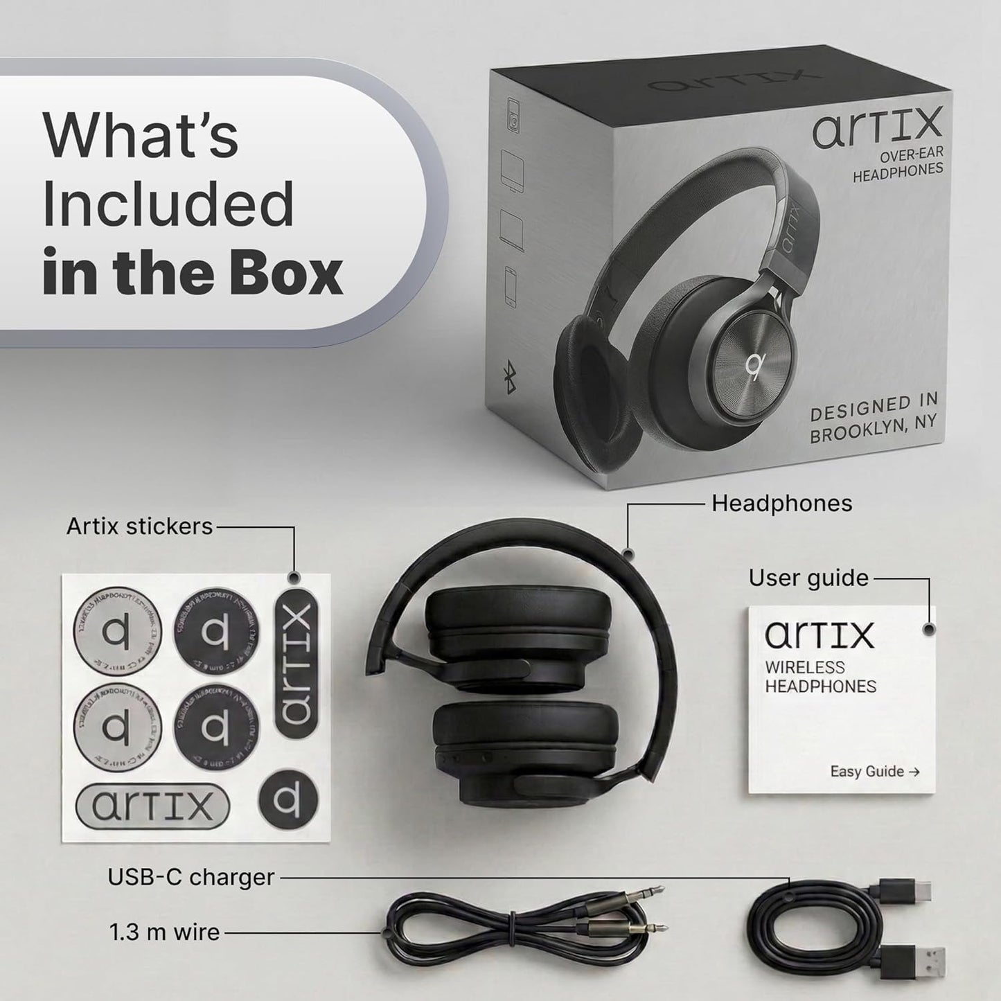 ARTIX CL750 Wireless Headphones Over Ear, 40 Hours Playtime and 3 E...