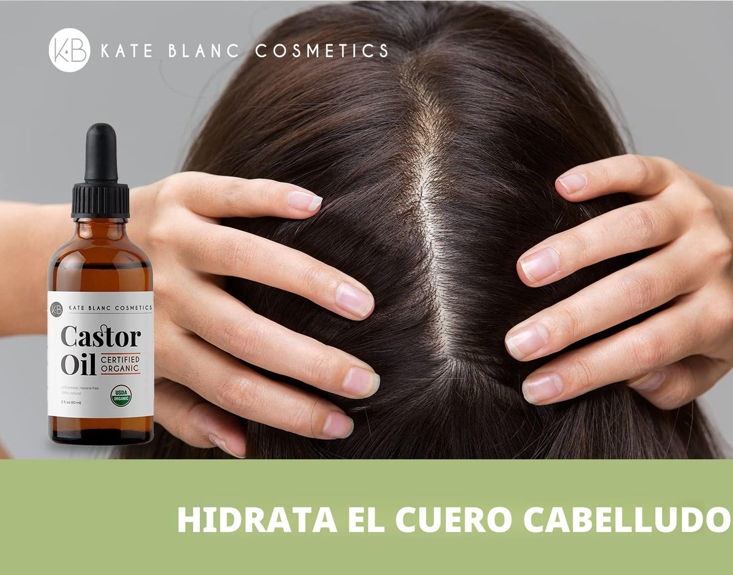 Kate Blanc Cosmetics Aceite de ricino orgánico para cabello, pestañ...