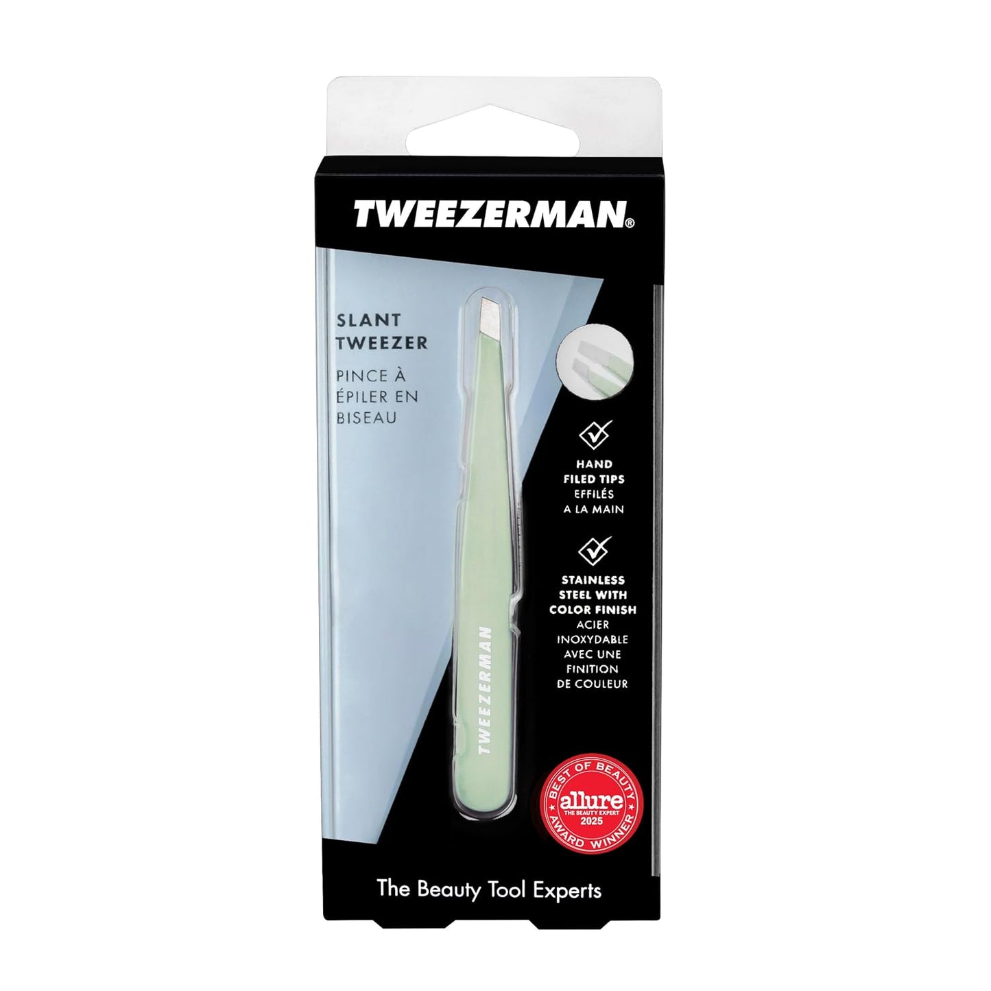 Tweezerman Pinzas inclinadas de acero inoxidable - Pinzas para ceja...