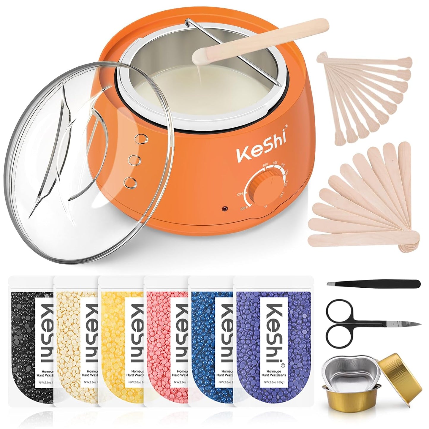 Kit de depilación KeShi, calentador de cera para depilación sin dol...
