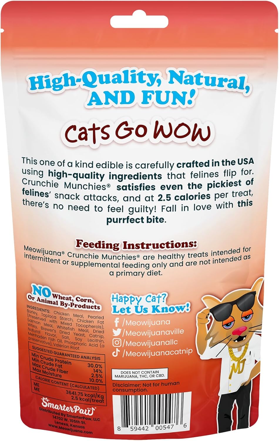 Meowijuana Crunchie Munchie Catnip Treats | Trío de salmón | Fabric...