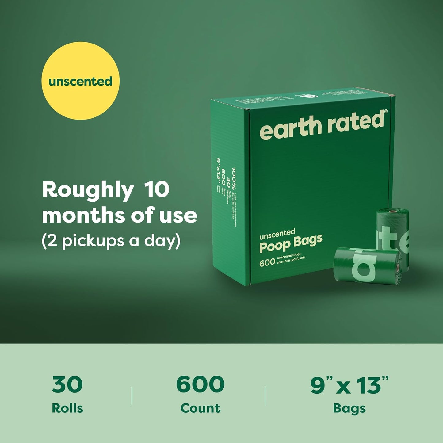 Earth Rated - Bolsas para excremento de perro, bolsas extra gruesas...