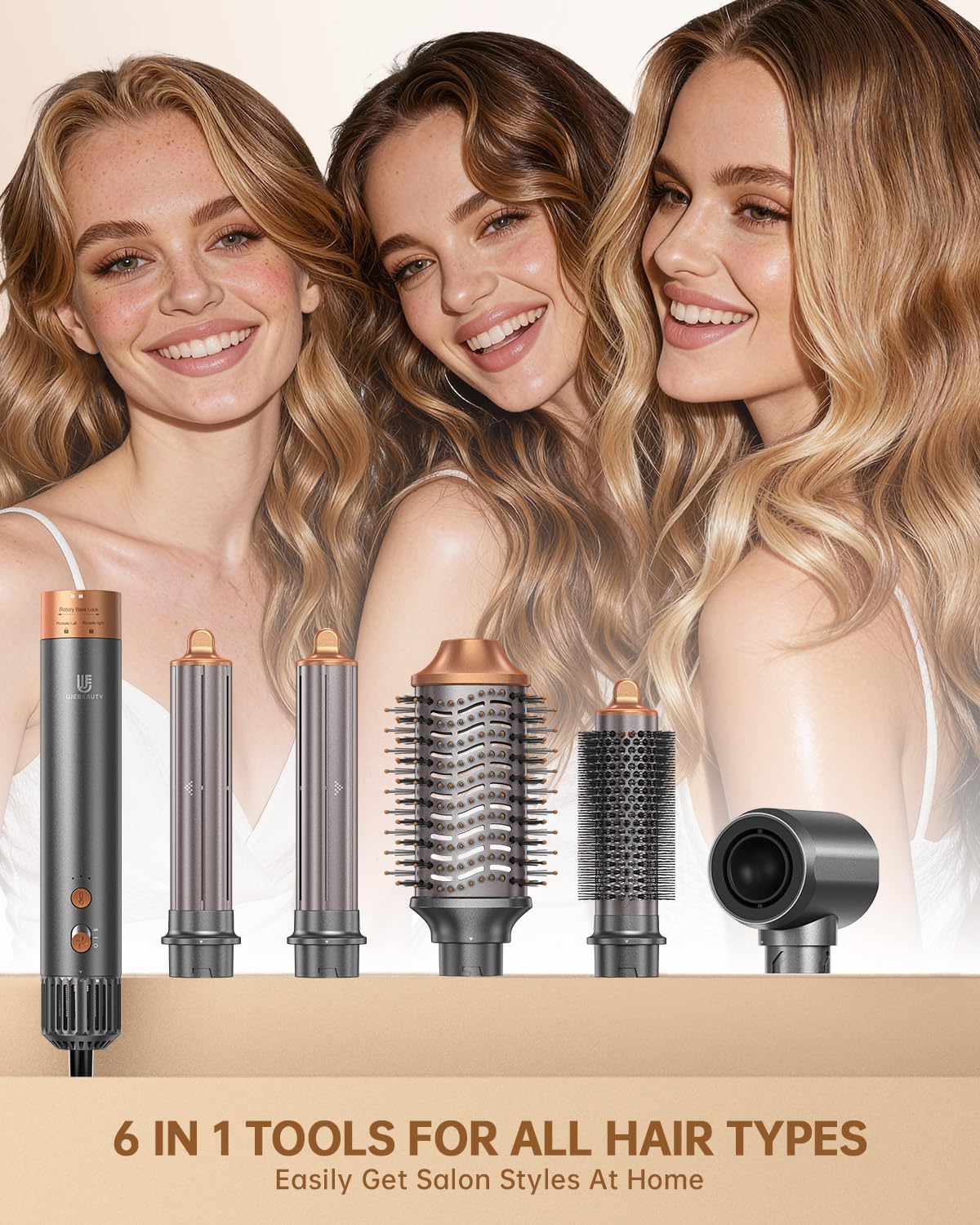webeauty - Cepillo secador de pelo, peinado profesional 5 en 1 de a...