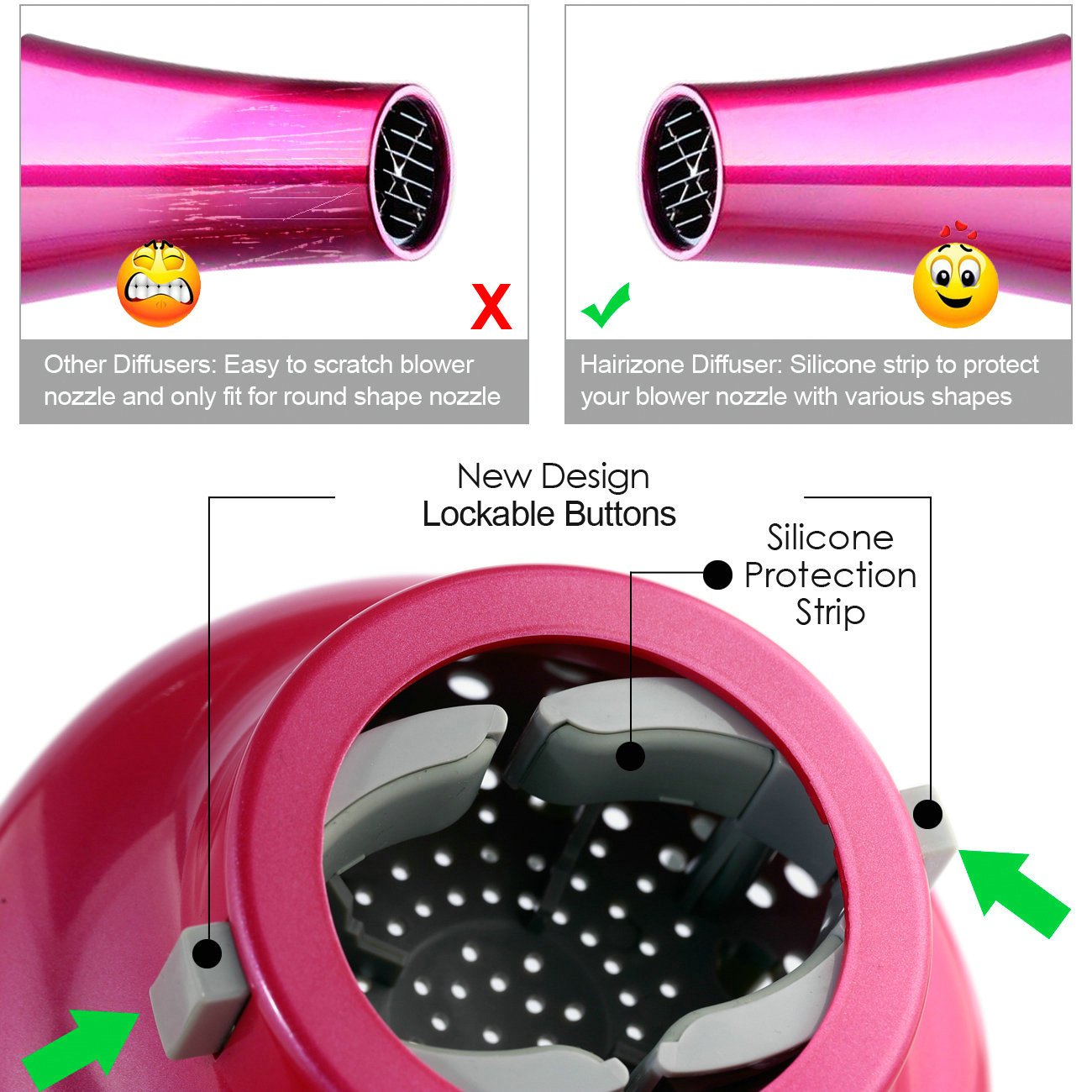 Hairizone Difusor universal de cabello adaptable para secadores de...