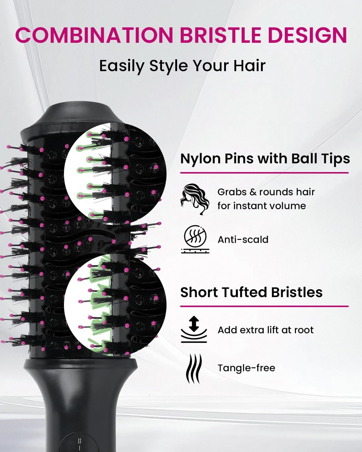 Cepillo Secador de Pelo, Secador de Pelo con Cepillo 4 en 1, Estilo con Aire Caliente, Cepillo para Secado y Volumización con Tecnología Iónica | Barril Ovalado de Titanio | Secado con Soplado