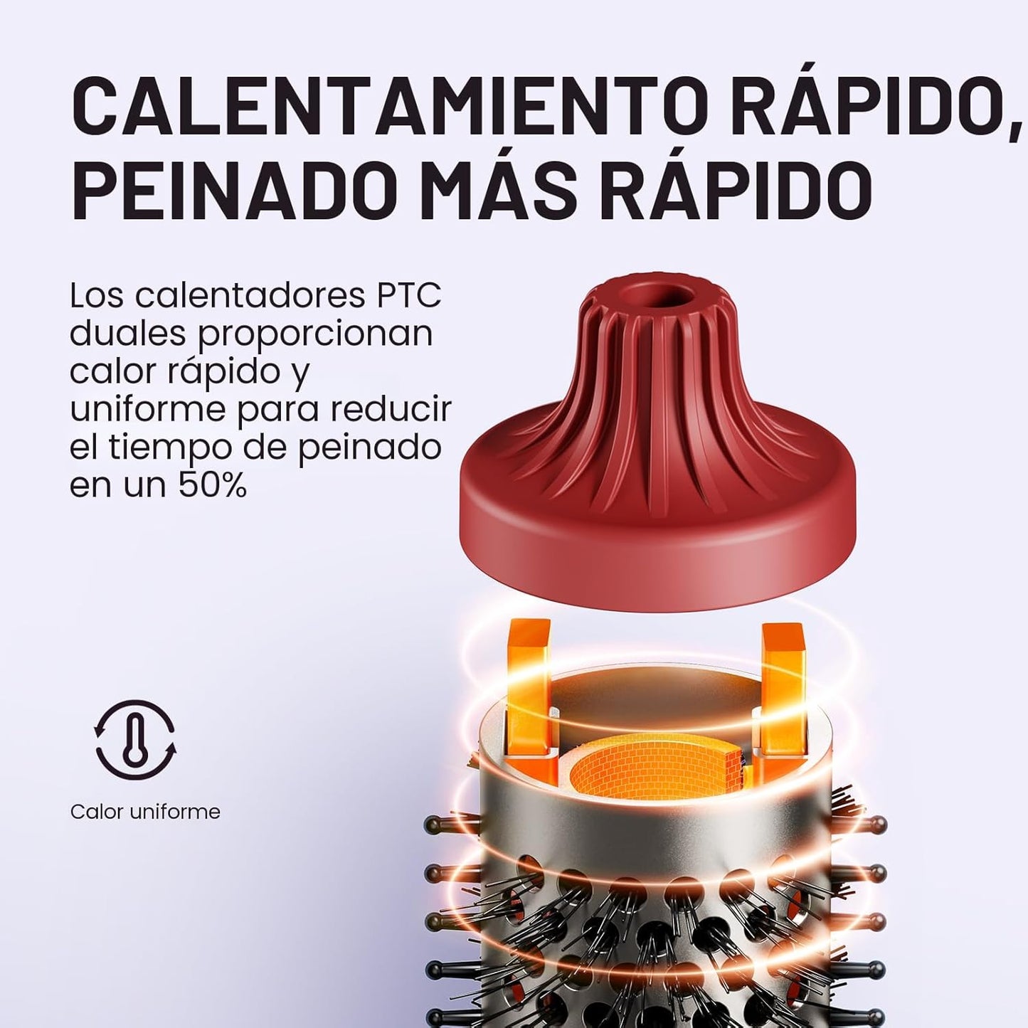 Wavytalk Cepillo térmico Blowout Boost, cepillo redondo calentado d...