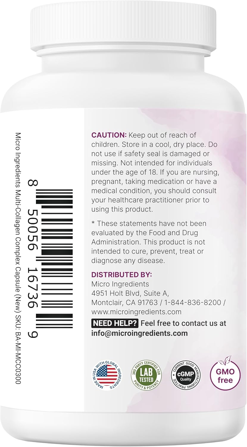 Micro Ingredients Paquete de 2 píldoras de colágeno múltiple para m...