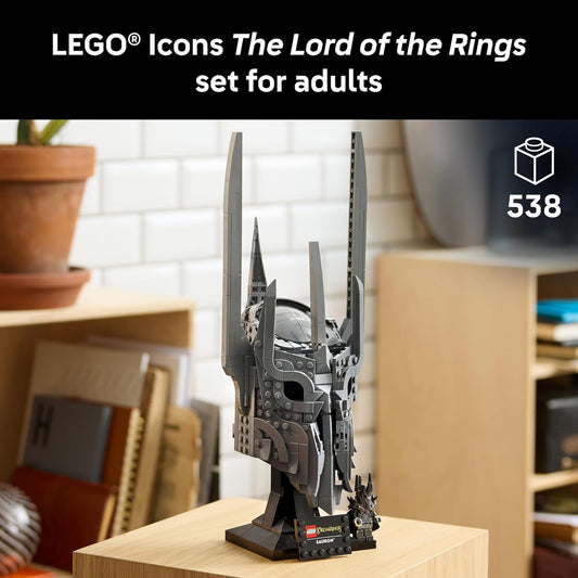 LEGO Icons The Lord of the Rings: Sauron's Helmet - Juego de construcción para adultos, mayores de 18 años - Dormitorio, oficina en casa, decoración de estante de libros, con minifigura Sauron, regalo