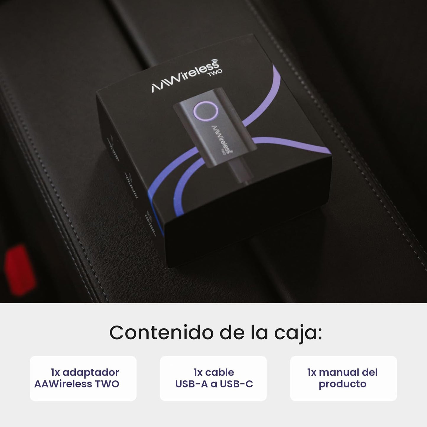 AAWireless Dos – Adaptador automático inalámbrico Android – Convertir Android Auto con cable de fábrica a inalámbrico – Bluetooth & Wi-Fi Auto Connect – Fácil Plug & Play – Botón multifunción – Hecho