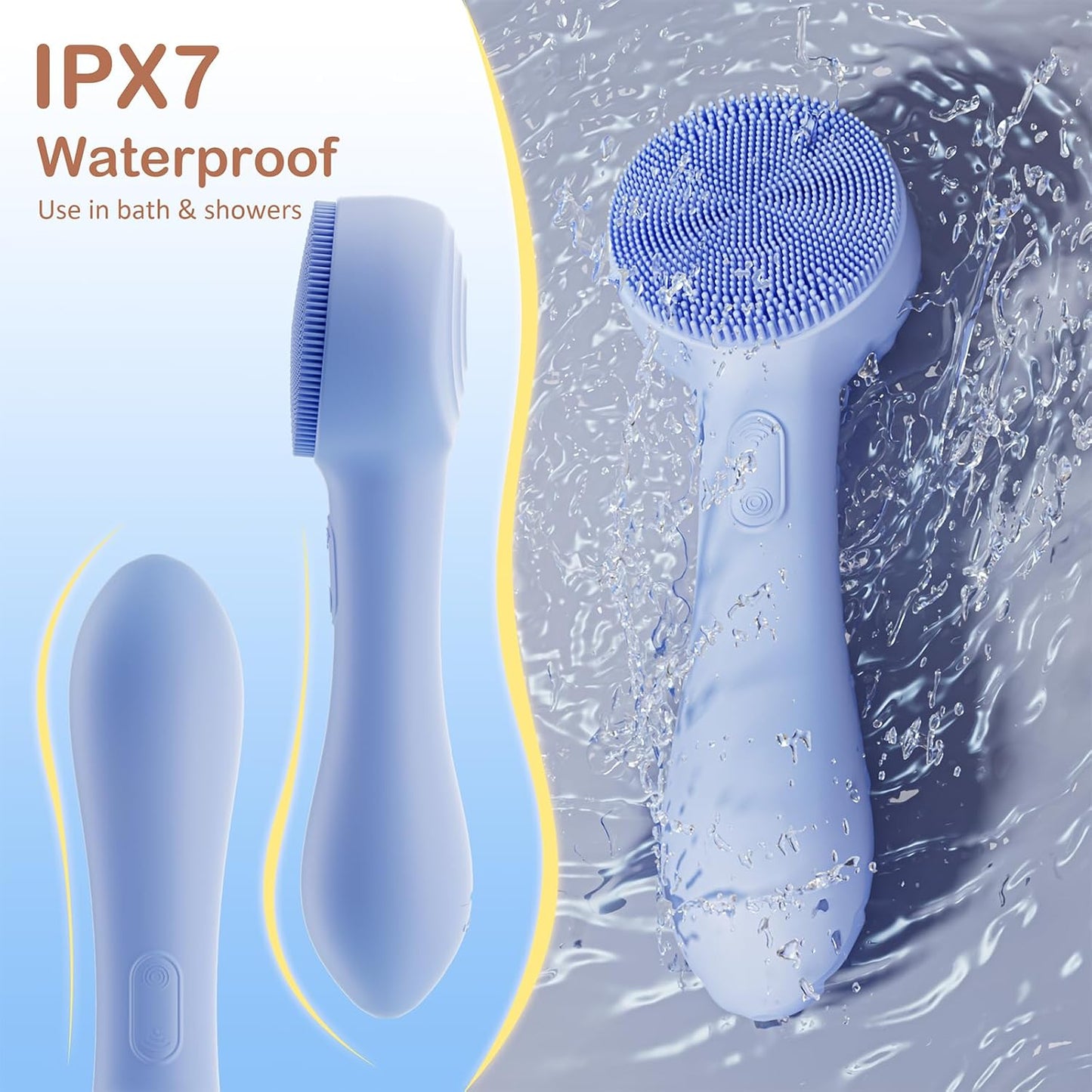 Cepillo de limpieza facial de silicona, limpiador facial impermeabl...