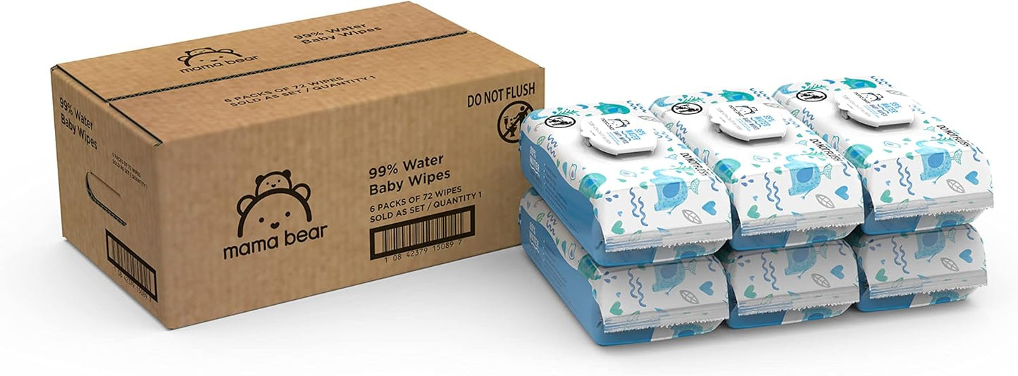 Marca Amazon - Mama Bear Toallitas húmedas para bebé con 99% de agu...
