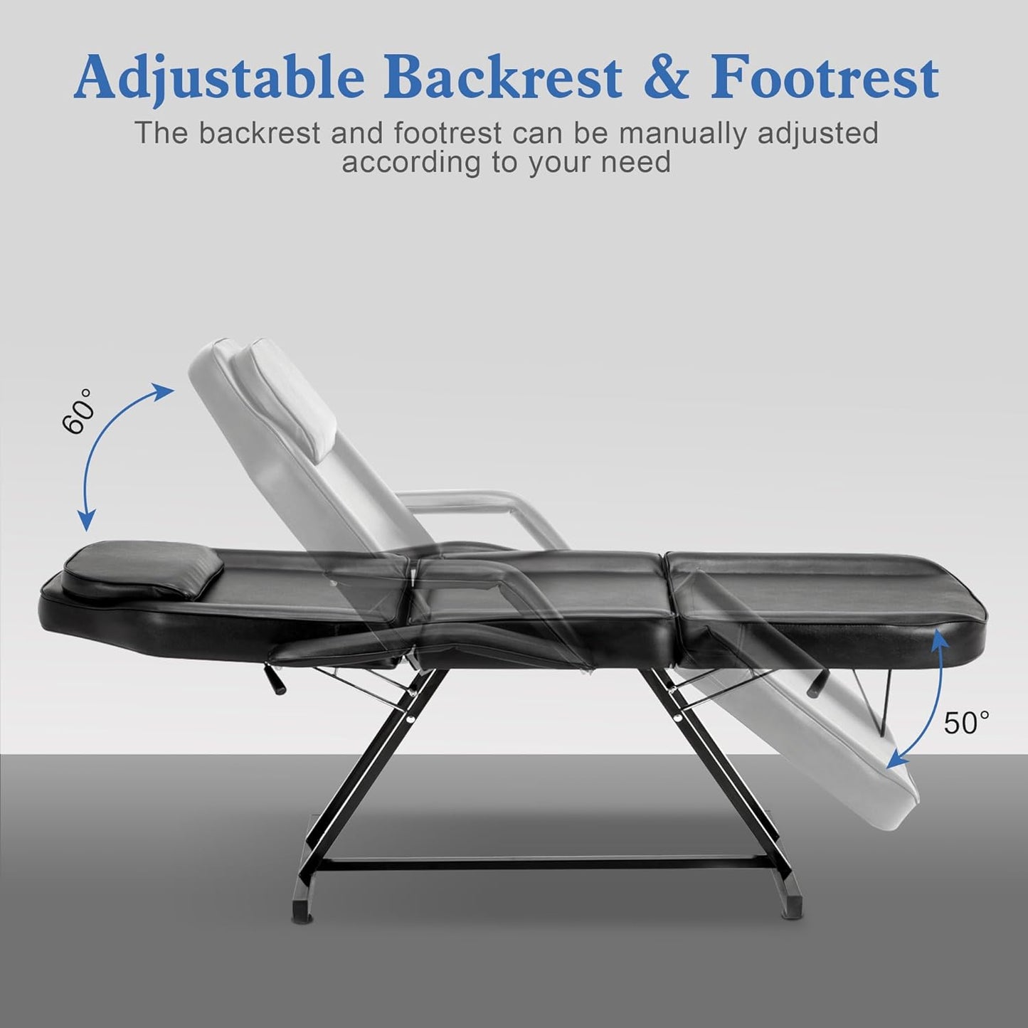 BarberPub Silla de tatuaje ajustable, cama facial multiusos de 72 p...