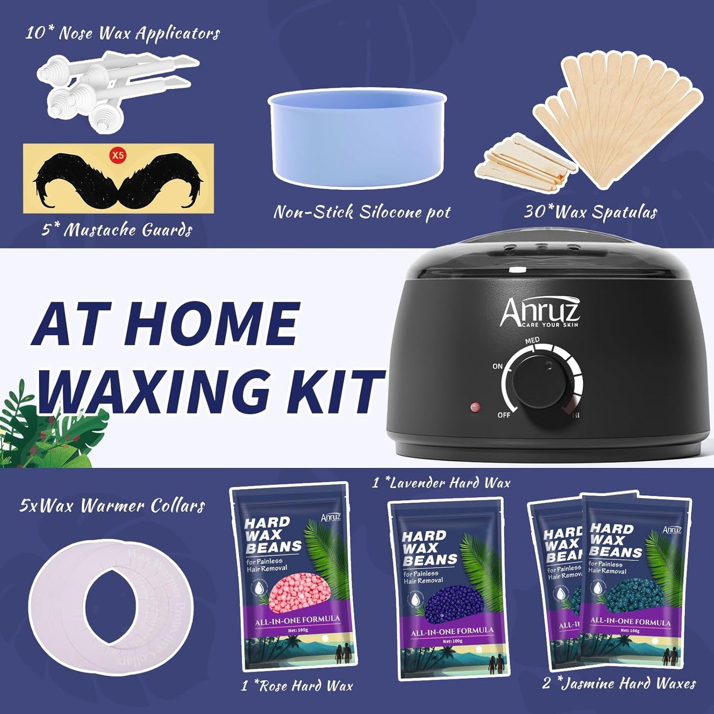 Kit de cera Anruz para mujeres y hombres - Kit de cera para depilac...