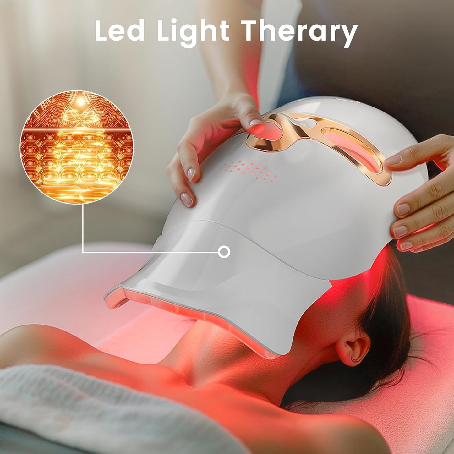tinkoola Máscara de terapia de luz roja para cara y cuello, terapia...