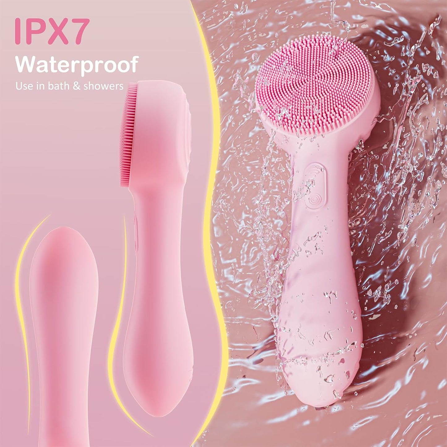 Cepillo de limpieza facial de silicona, limpiador facial impermeabl...
