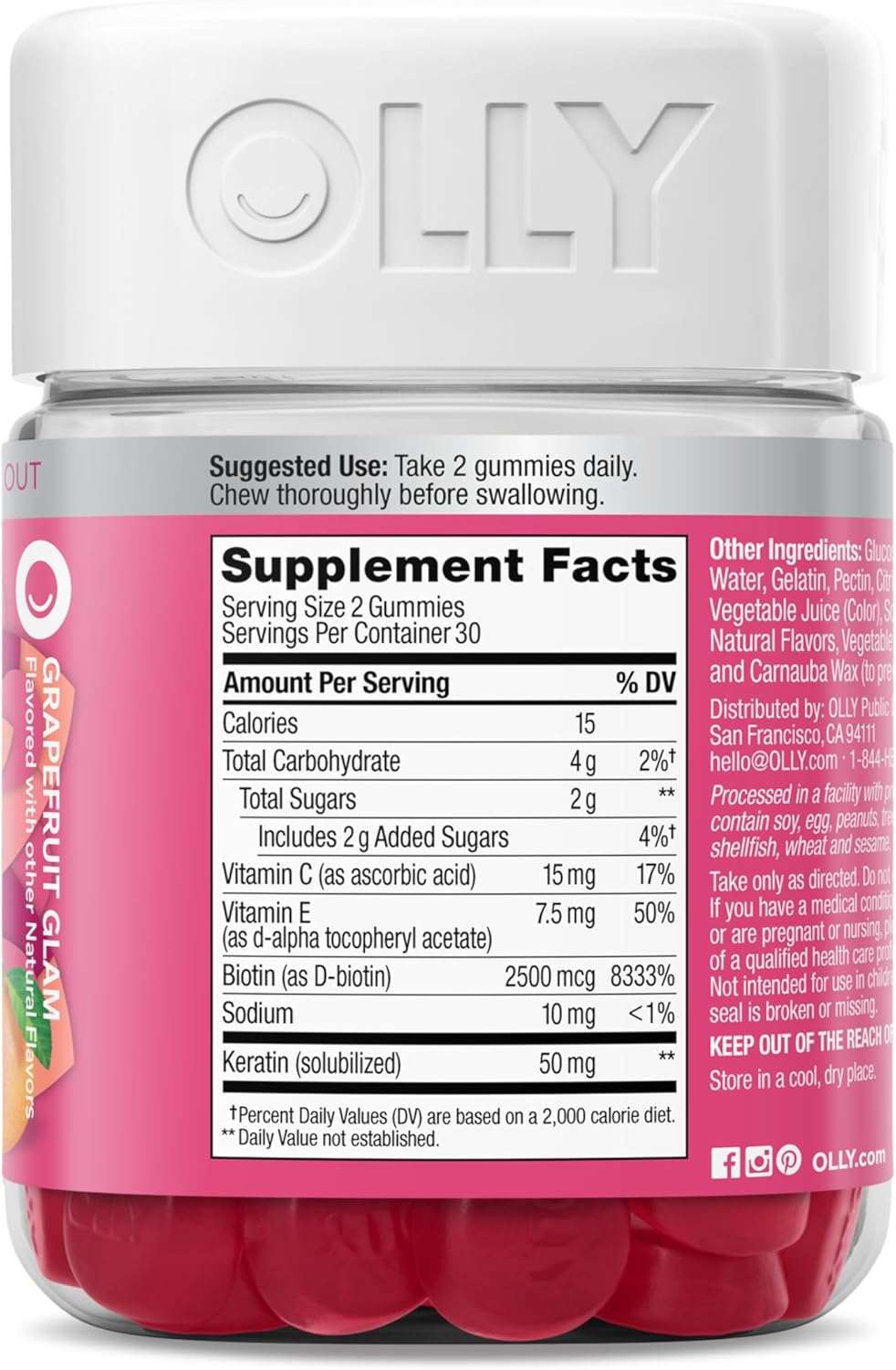 OLLY Undeniable Beauty - Gomitas de belleza para el cabello, piel,...