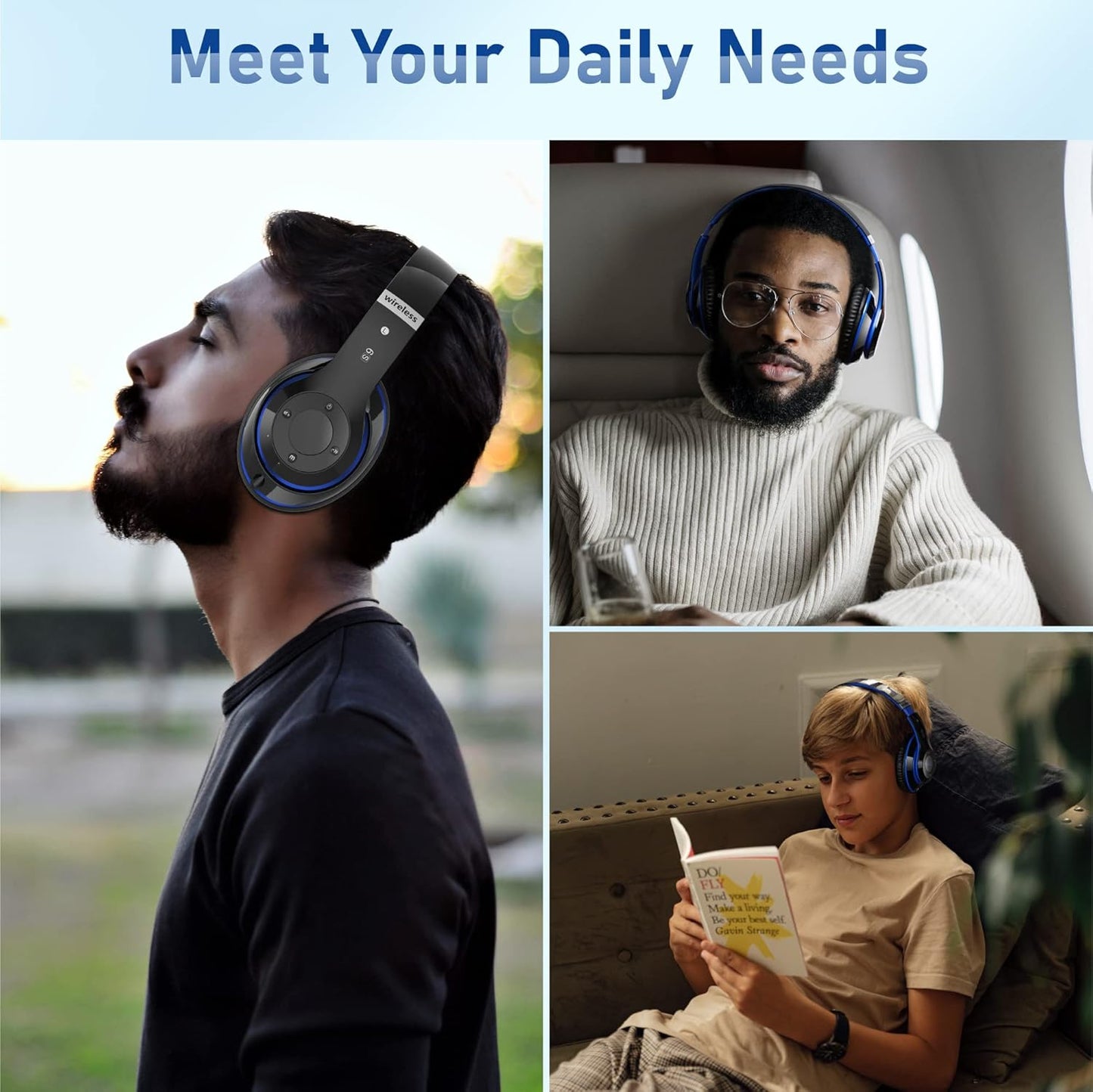 Falebare Auriculares Bluetooth sobre la oreja, auriculares inalámbr...
