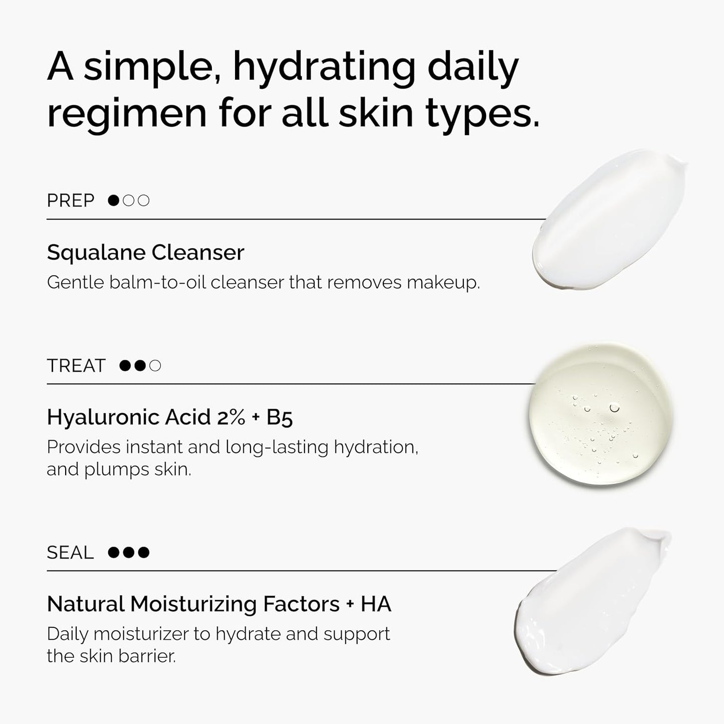 The Ordinary The Daily Set, rutina diaria de cuidado de la piel con limpiador de escualeno, ácido hialurónico 2% + B5 y factores hidratantes naturales + HA | Set de cuidado de la piel