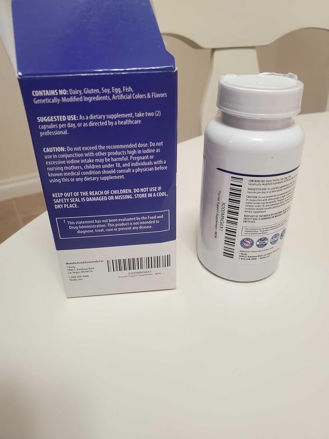 1 Body Suplemento de apoyo para la tiroides, suministro para 90 día...