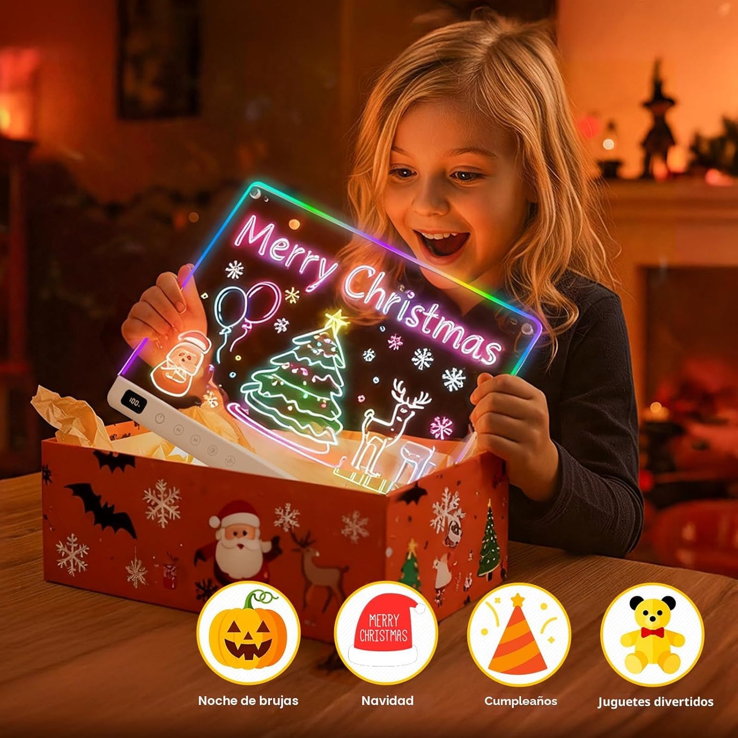 Lumiboard Tablero de dibujo LED con 13 efectos de luz, 16 pulgadas,...