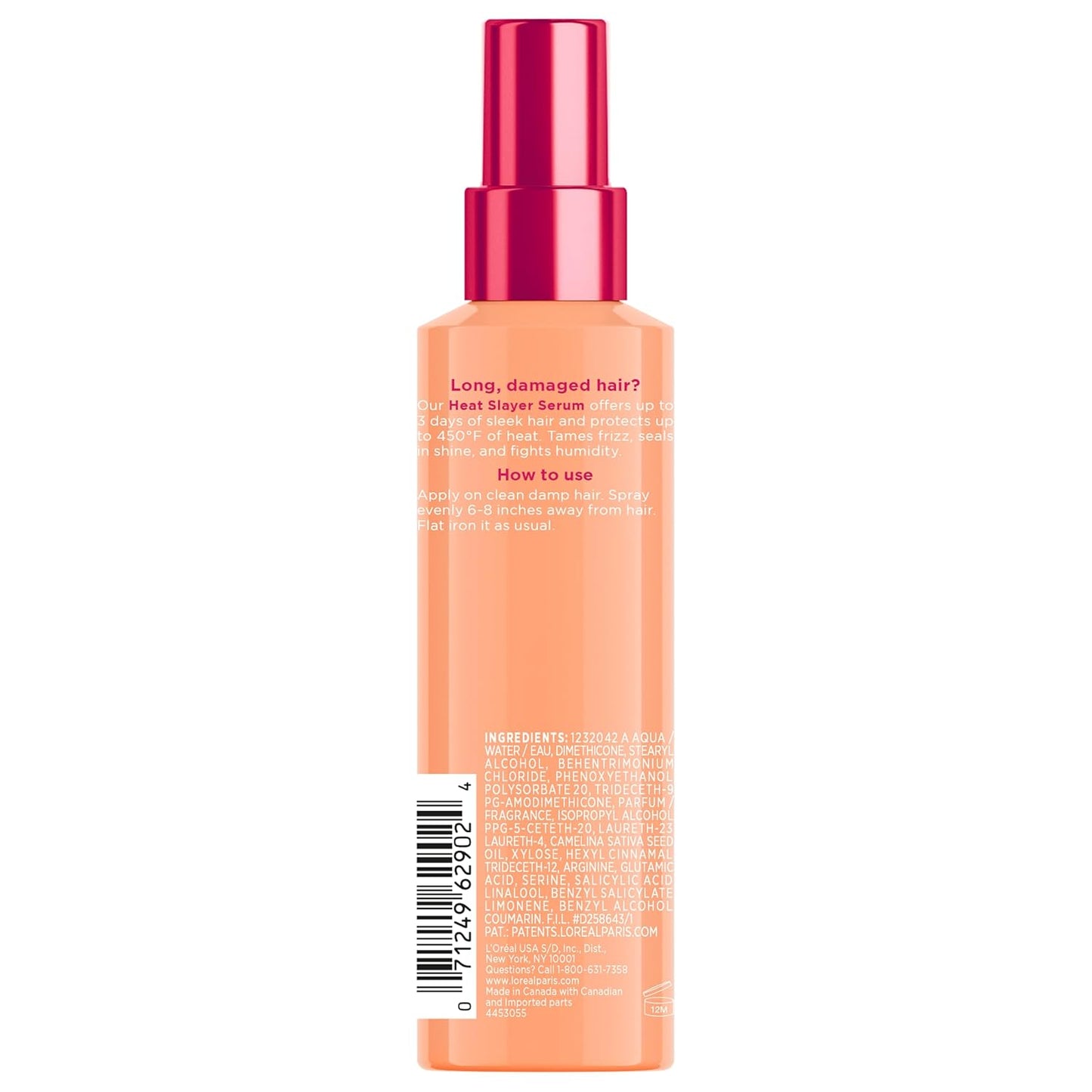 L'Oreal Paris Elvive Dream Lengths Heat Slayer - Aerosol de pre-planchado sin enjuague, 4.4 onzas | 4.4 US, Onza