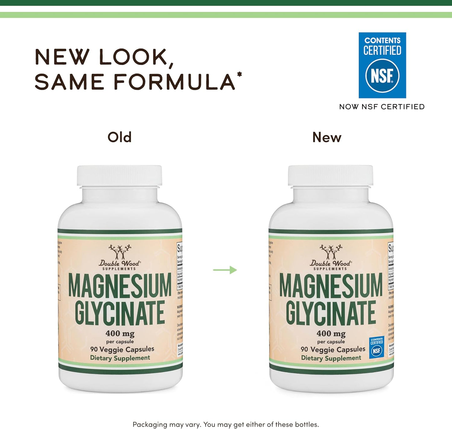 Glicinato de magnesio 400 mg, 90 cápsulas (apto para veganos, proba...