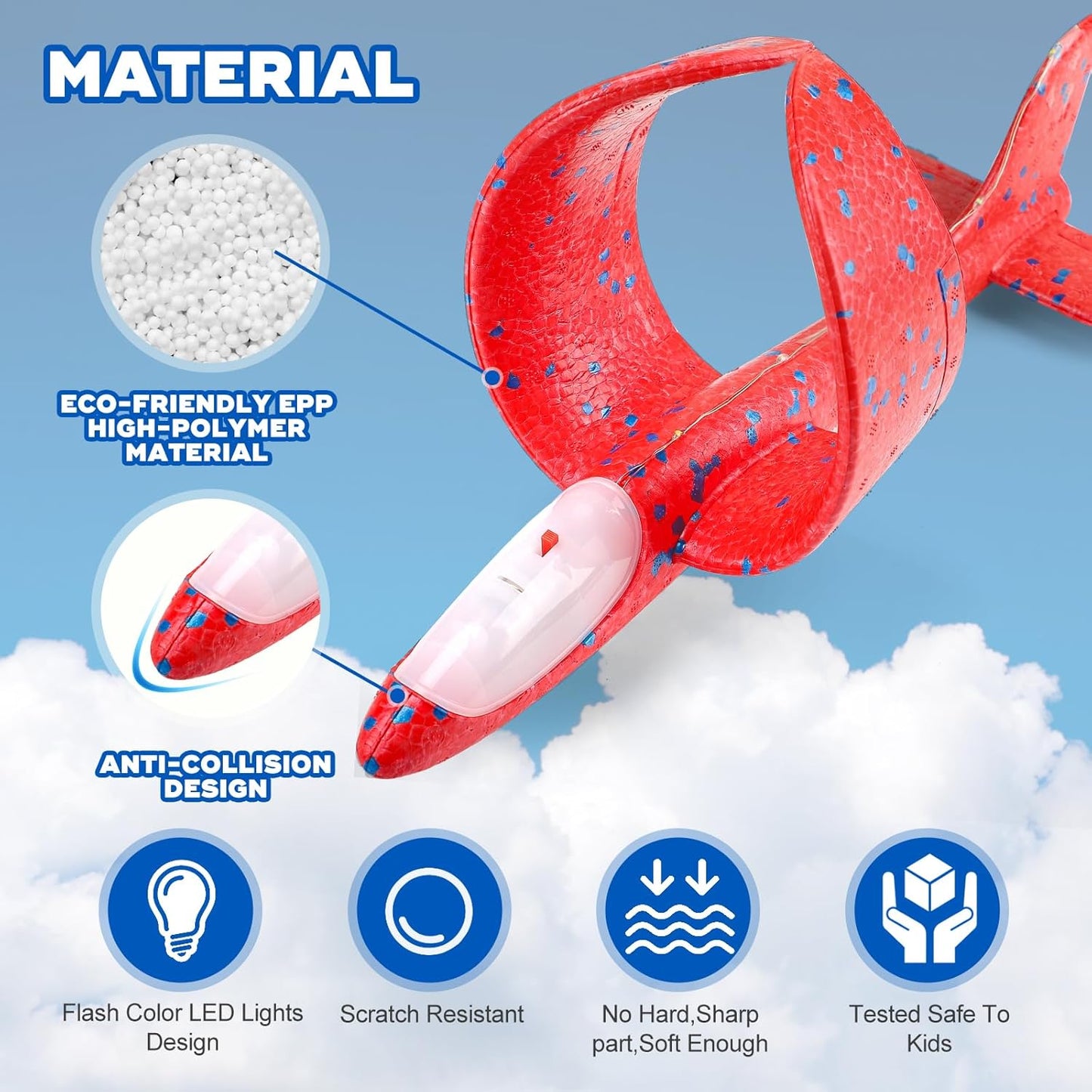 Paquete de 3 Juguetes Lanzadores de Avión, Planeador de Espuma LED...