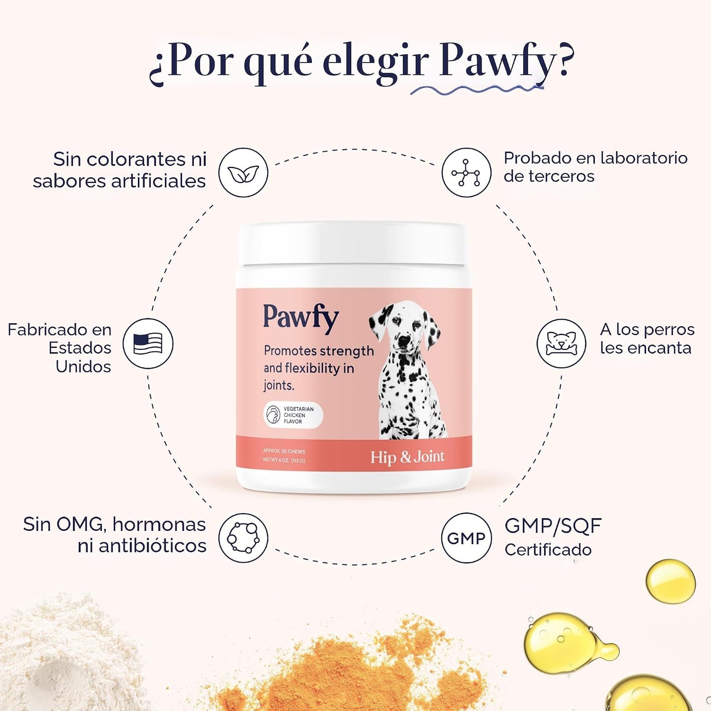 Pawfy Suplemento para Cadera y Articulaciones para Perros con MSM y...