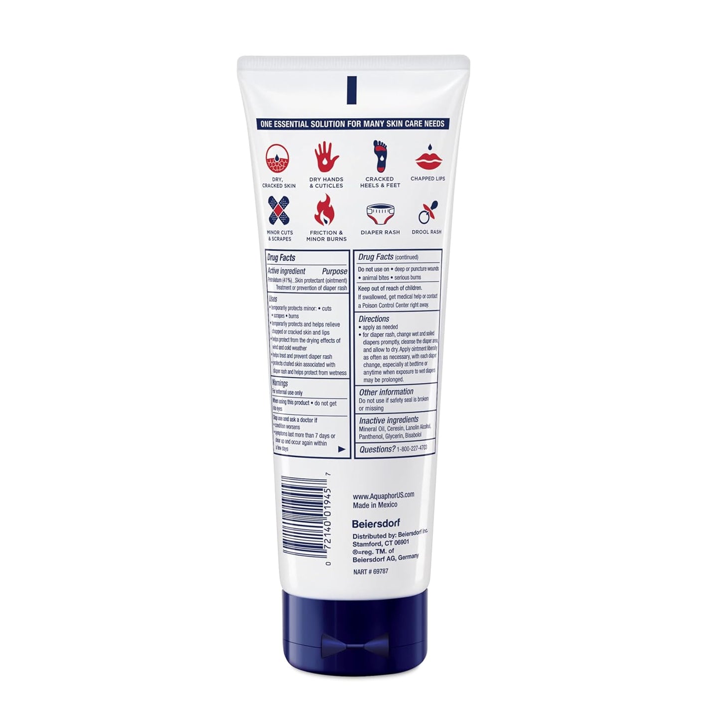 Aquaphor Ungüento Curativo de Terapia Avanzada, Protector de la Piel, Hidratante para Piel Seca, Tubo de 7 Onzas