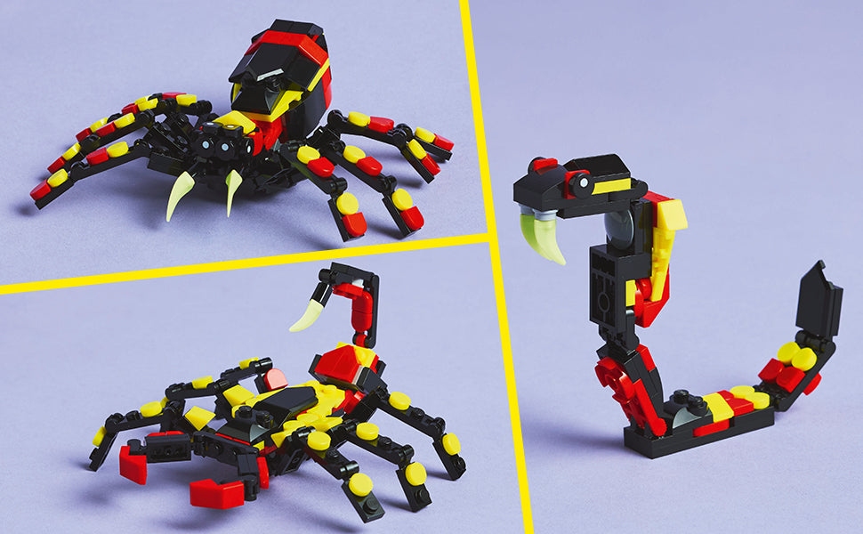 LEGO Creator 31159 - Juguete de araña sorprendente de animales salvajes 3 en 1, juguete de construcción con 3 opciones de construcción, araña, escorpión o serpiente, figuras de animales para niños