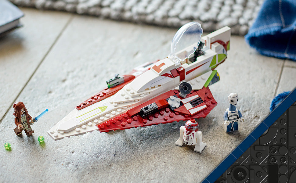 Set de juguete de construcción LEGO Star Wars OBI-Wan Kenobi's Jedi Starfighter 75333 - Incluye minifiguras, sable de luz, nave estelar clon de El Ataque de los Clones, gran regalo para niños, niños y