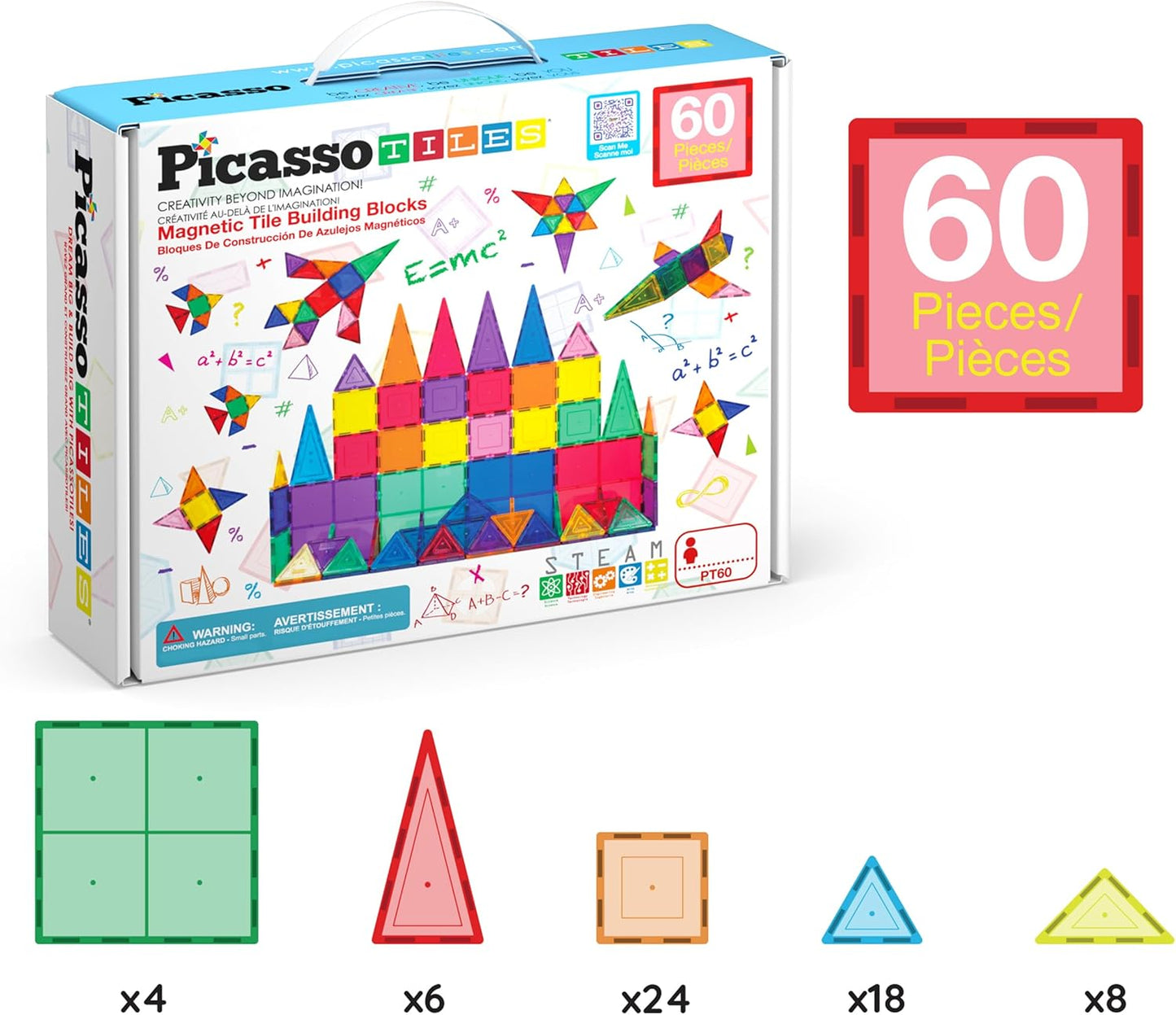 PicassoTiles - juego de 60 piezas de bloques de construcción magnét...
