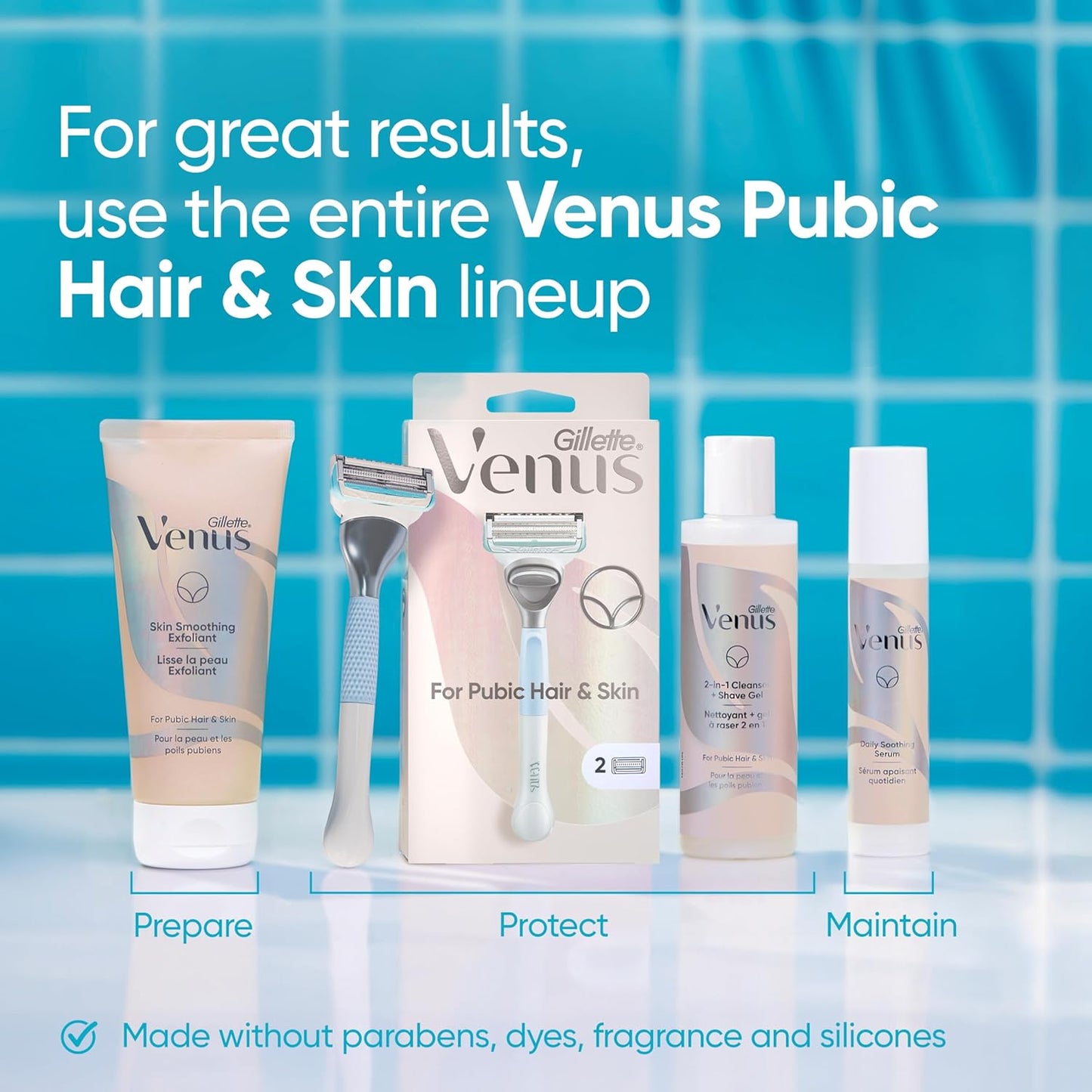 Gillette Venus Juego de afeitado para cabello y piel púbica, maquin...