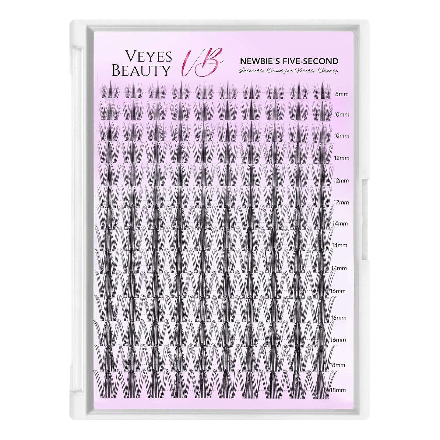 VEYESBEAUTY Extensiones de Pestañas en Racimo Banda Delgada e Invis...