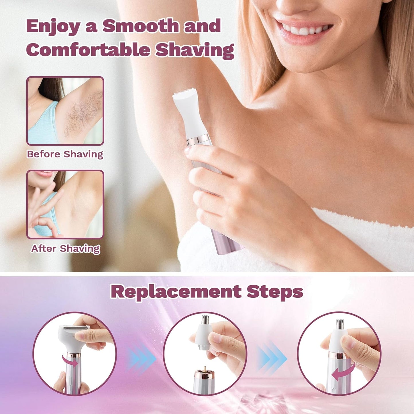 Maquinillas de afeitar eléctricas para mujer, recortadora de bikini...