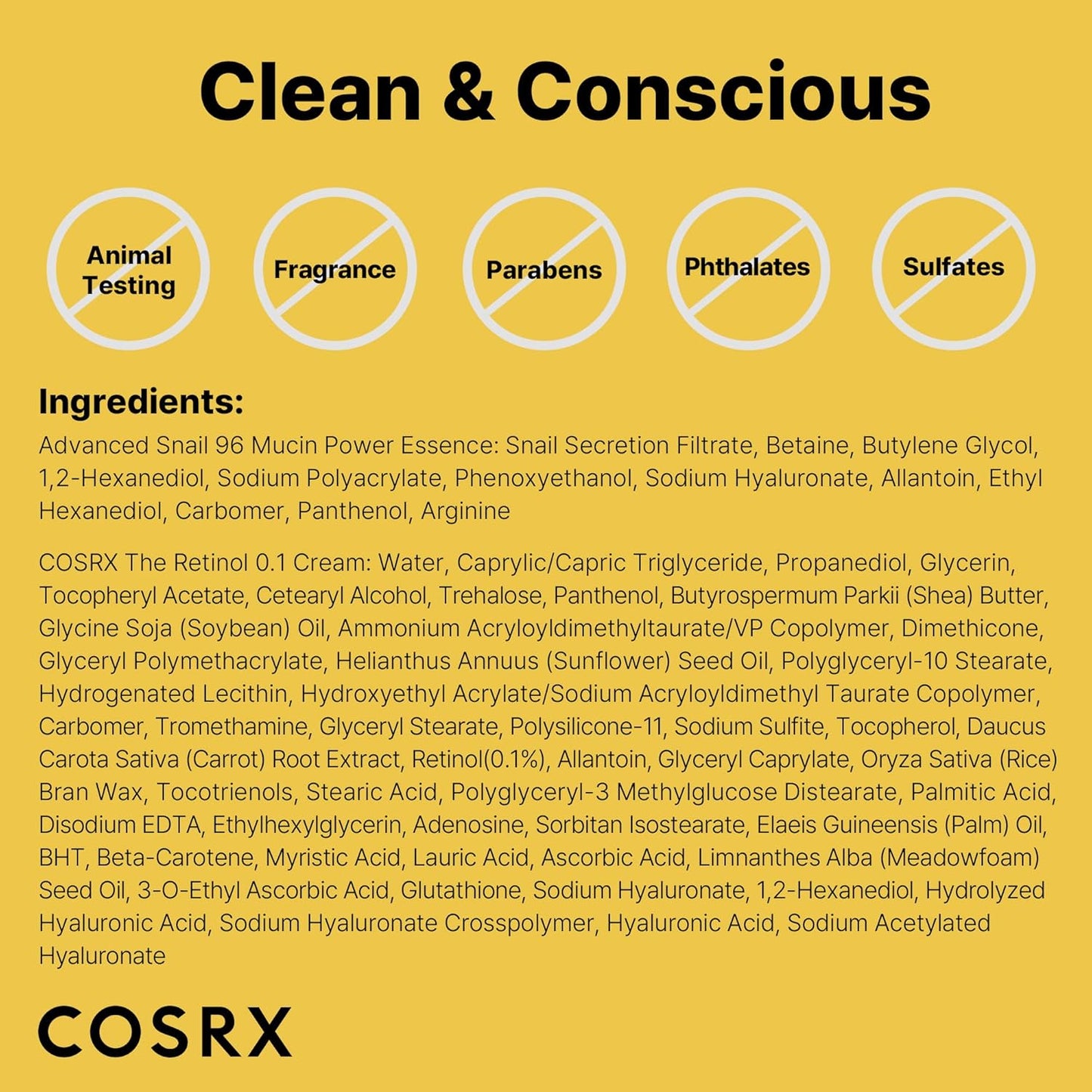 COSRX Snail 96% Mucin Power Essence 2ea y Retinol 0.1% Cream Mini S...