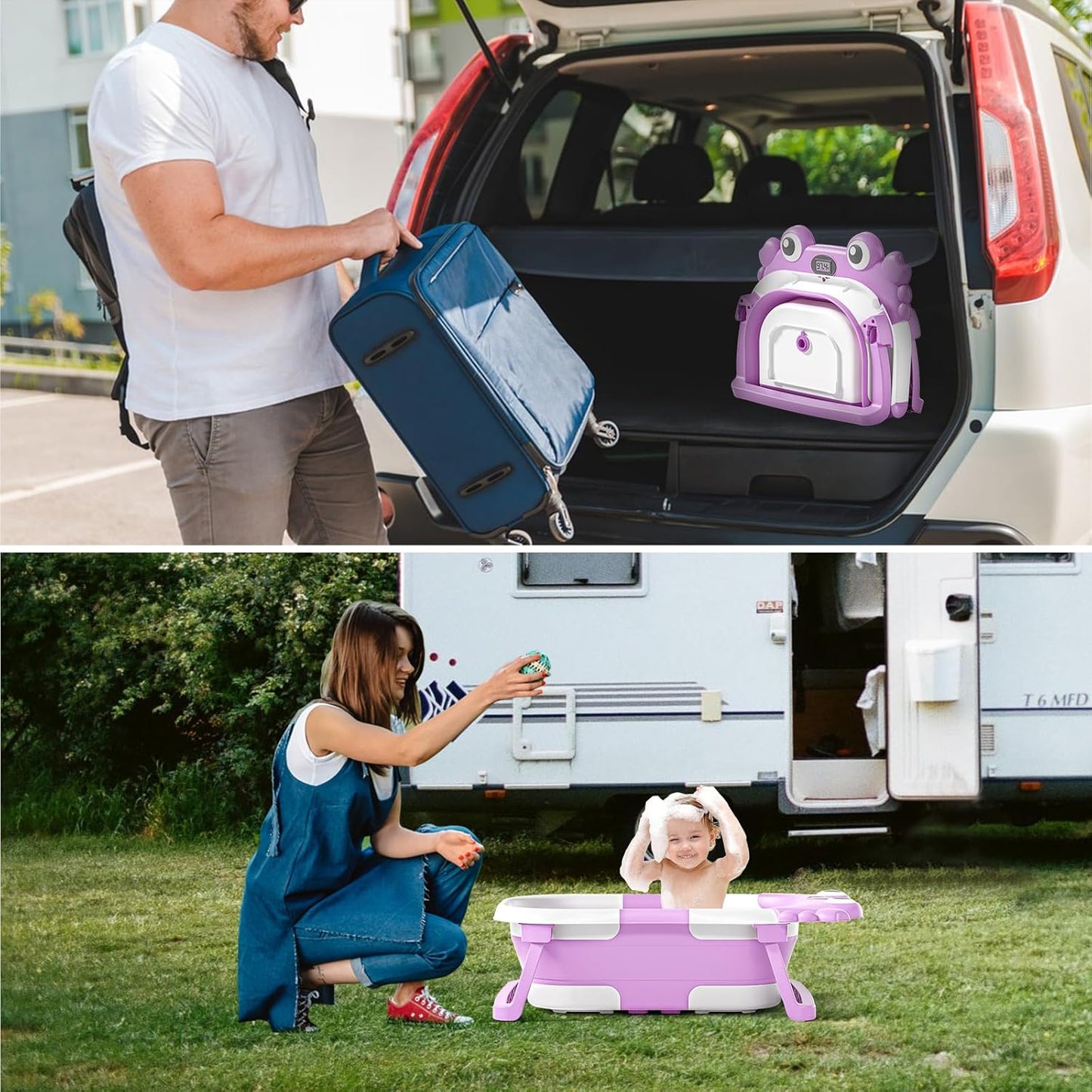 Bañera plegable para bebés de infantes a niños pequeños con monitor...