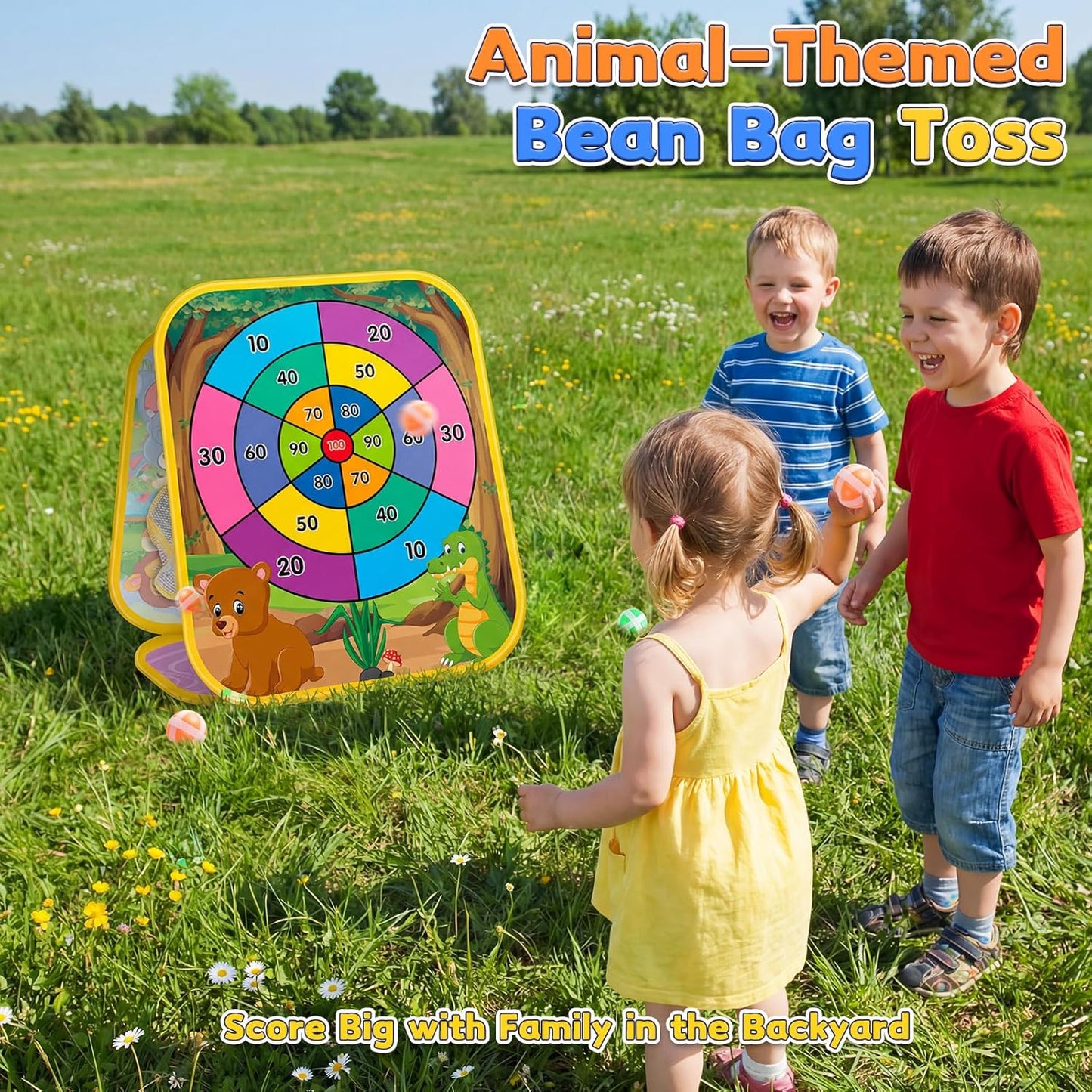 Bean Bag Toss Game for Kids - Cornhole Board Outdoor Toys for Toddl...