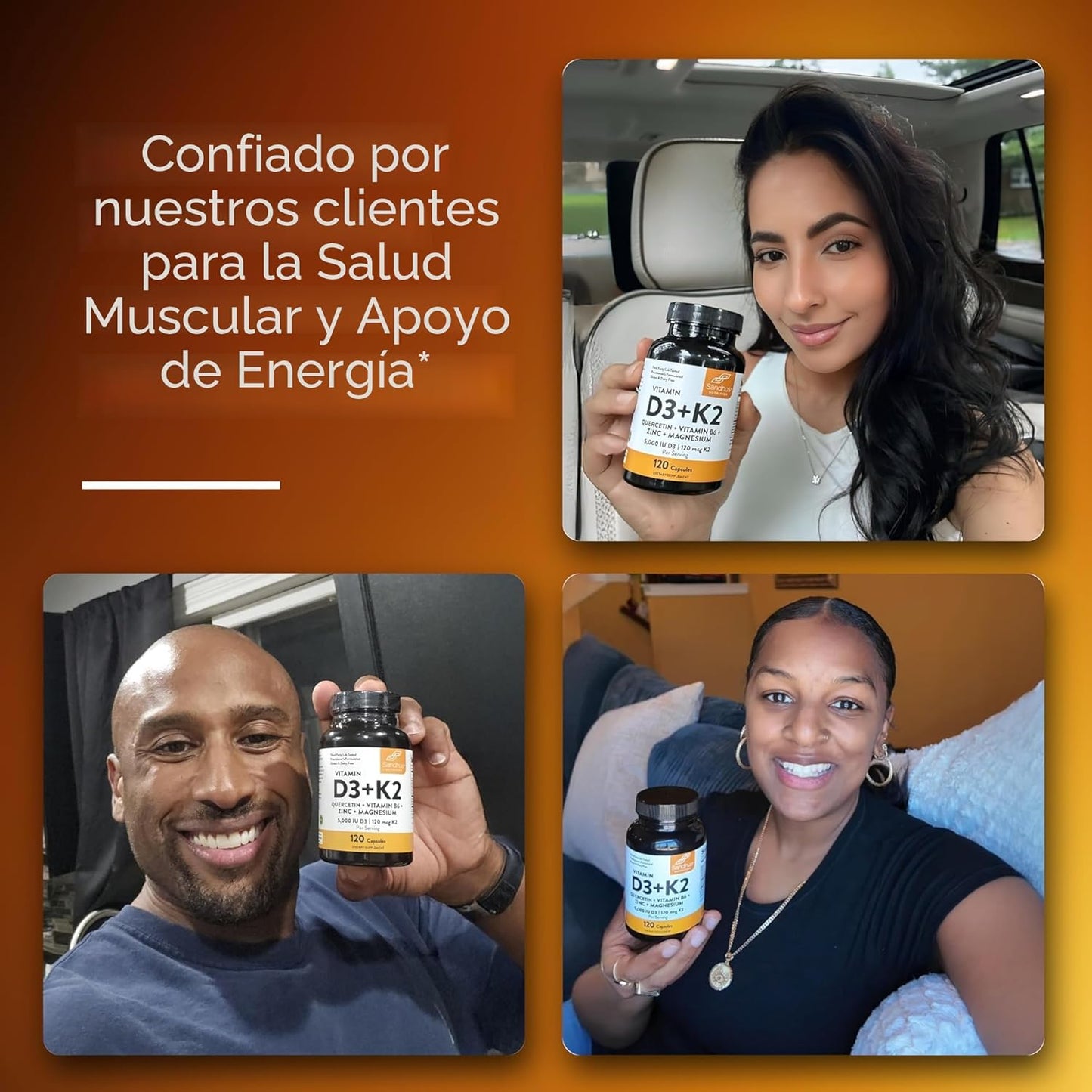 Sandhu's Vitamina D3 K2 Magnesio 5000 UI, cápsulas de 120 mcg d...