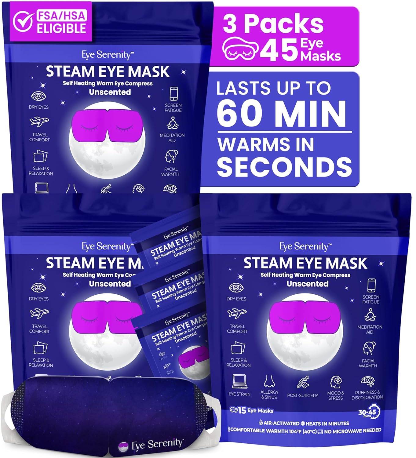 Máscara de ojos de vapor de Lure Essentials con autocalentamiento,...