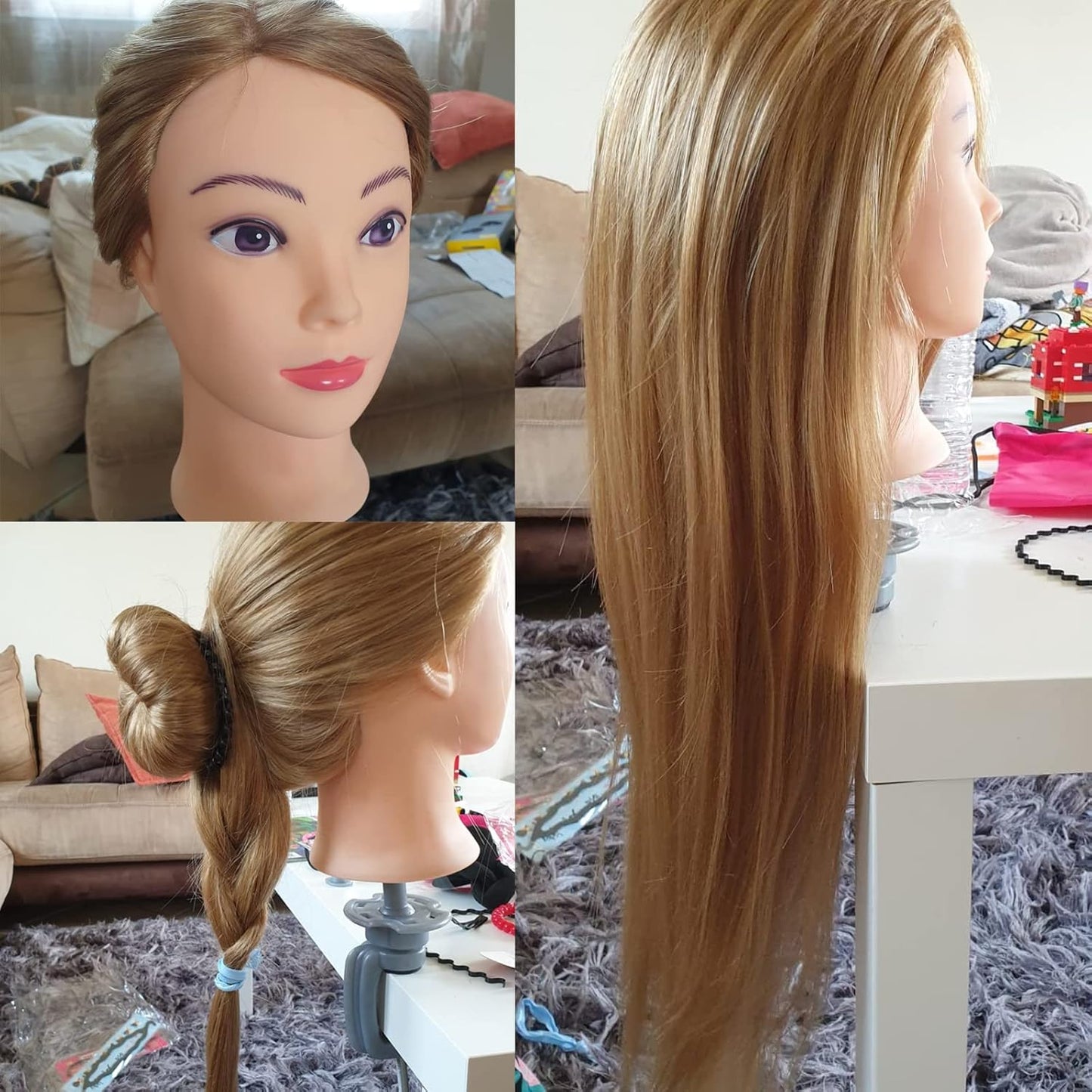 Cabeza de maniquí de 28 pulgadas de cabello humano, cabeza de maniq...